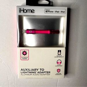 New iHome Auxiliary To Lightning Adapter Pink